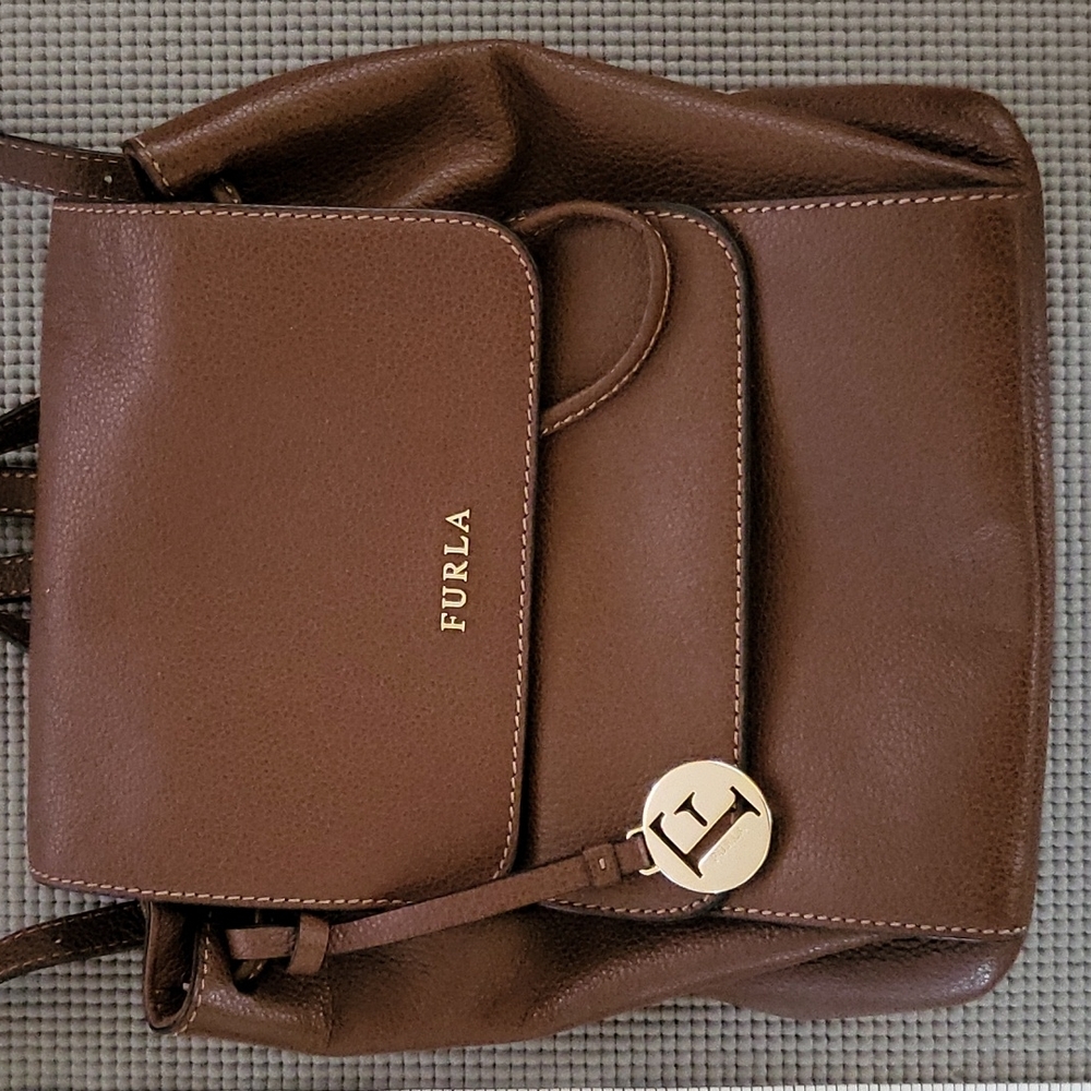 Furla brown leather backpack